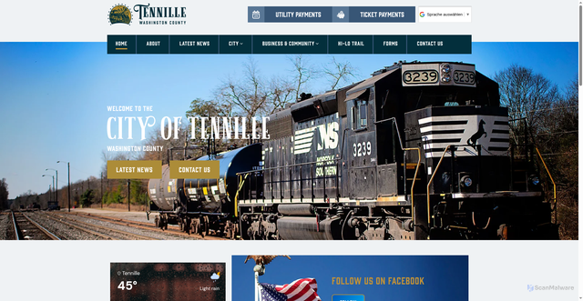 Security scan screenshot of https://tennille-ga.gov/