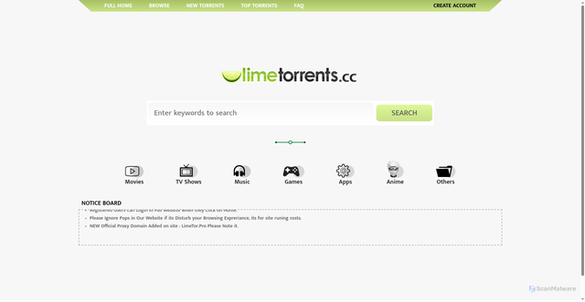 Security scan screenshot of https://limetorrents.fun