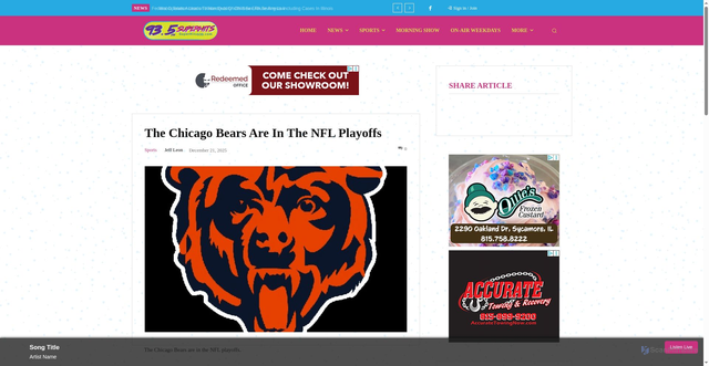 Security scan screenshot of https://superhits935.com/the-chicago-bears-are-in-the-nfl-playoffs/