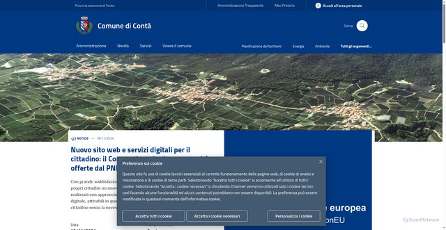 Security scan screenshot of https://www.comune.conta.tn.it