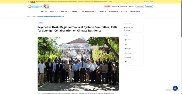 Security scan screenshot of https://www.meteo.sc/news/seychelles-hosts-regional-tropical-cyclone-committee-calls-for-stronger-collaboration-on-climate-resilience/