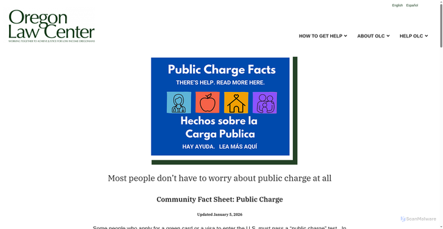 Security scan screenshot of https://oregonlawcenter.org/public-charge-rule/