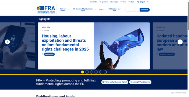 Security scan screenshot of http://www.fra.europa.eu