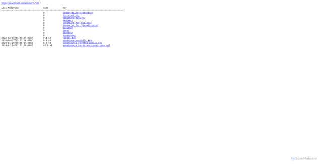 Security scan screenshot of https://downloads.sonarsource.com