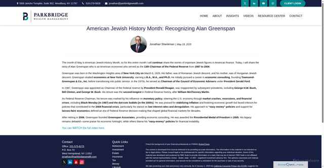 Security scan screenshot of https://www.parkbridgewealth.com/blog/american-jewish-history-month-recognizing-alan-greenspan