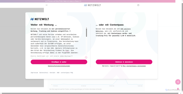 Security scan screenshot of https://www.netzwelt.de/ist-down/433-fortnite.html