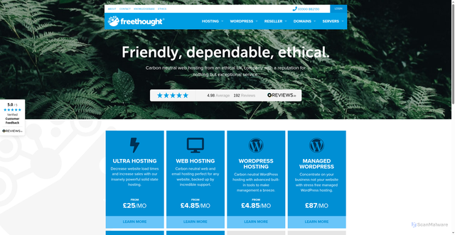 Security scan screenshot of https://freethought-internet.co.uk