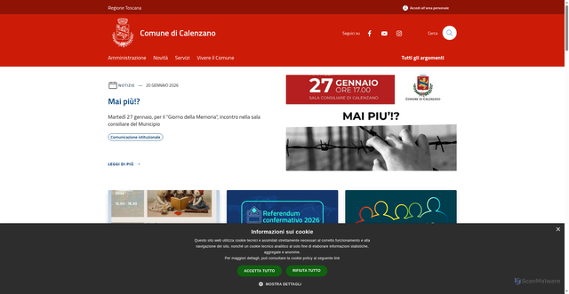 Security scan screenshot of https://www.comune.calenzano.fi.it/it