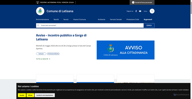 Security scan screenshot of https://www.comune.latisana.ud.it