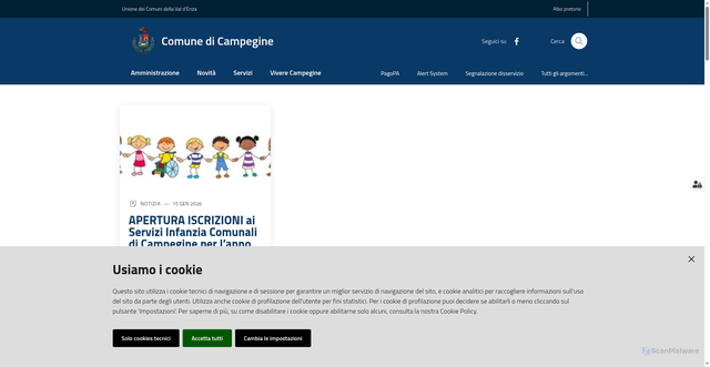 Security scan screenshot of https://www.comune.campegine.re.it/