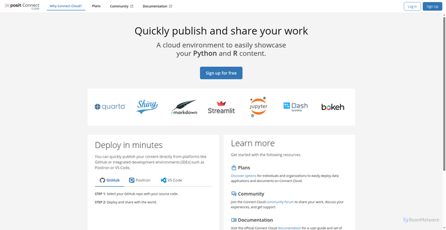 Security scan screenshot of https://connect.posit.cloud