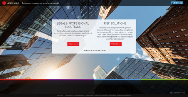 Security scan screenshot of https://legal.lexisnexis.com