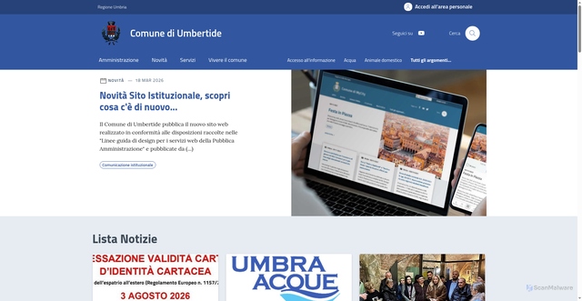 Security scan screenshot of https://comune.umbertide.pg.it/