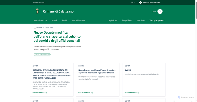 Security scan screenshot of https://www.comune.calvizzano.na.it