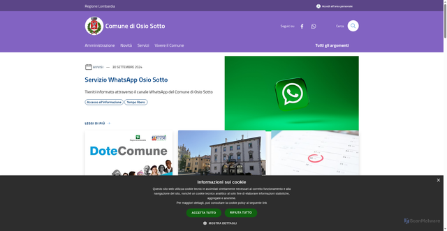 Security scan screenshot of https://www.comune.osiosotto.bg.it/it
