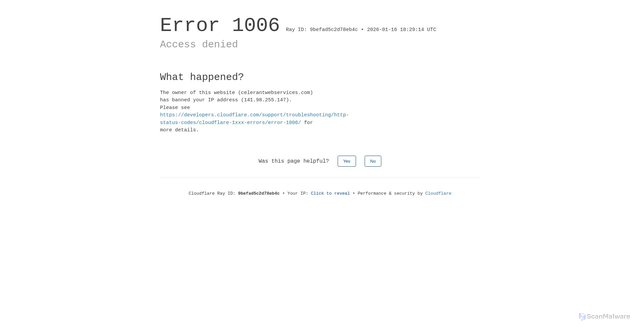 Security scan screenshot of https://celerantwebservices.com