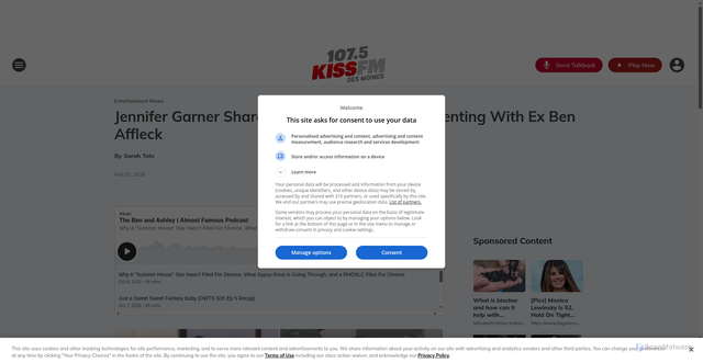 Security scan screenshot of https://1075kissfm.iheart.com/content/2026-02-25-jennifer-garner-shares-rare-insight-into-co-parenting-with-ex-ben-affleck/