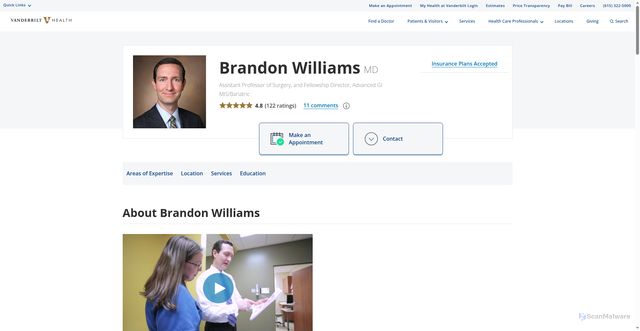 Security scan screenshot of https://www.vanderbilthealth.com/doctors/williams-brandon
