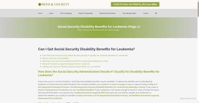 Security scan screenshot of https://thetennesseedisabilityattorney.com/leukemia