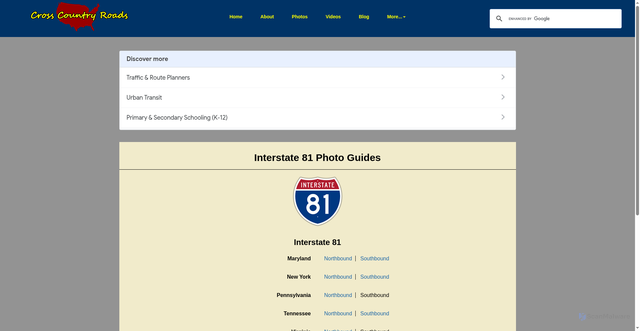 Security scan screenshot of https://www.crosscountryroads.com/photos/filter-road/i81