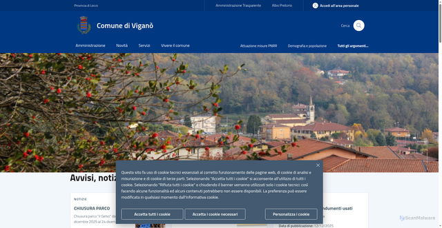 Security scan screenshot of https://www.comune.vigano.lc.it/