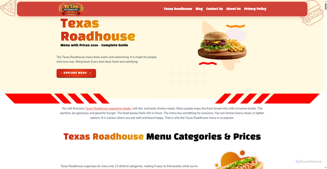 Security scan screenshot of https://texassroadhouse.us/