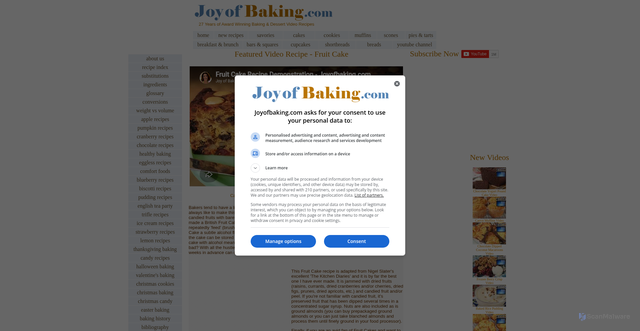 Security scan screenshot of https://www.joyofbaking.com