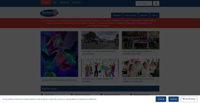Security scan screenshot of https://www.durham.gov.uk/