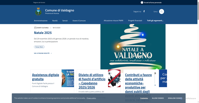 Security scan screenshot of https://www.comune.valdagno.vi.it/home