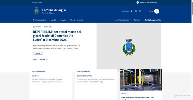 Security scan screenshot of https://comune.vaglia.fi.it/