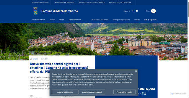 Security scan screenshot of https://www.comune.mezzolombardo.tn.it/