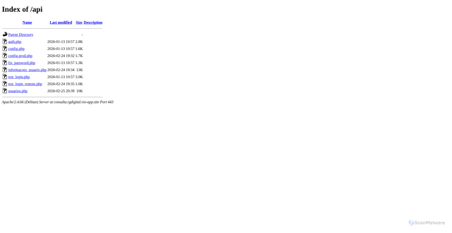 Security scan screenshot of https://consulta.rgdigital.vio-app.site/api/