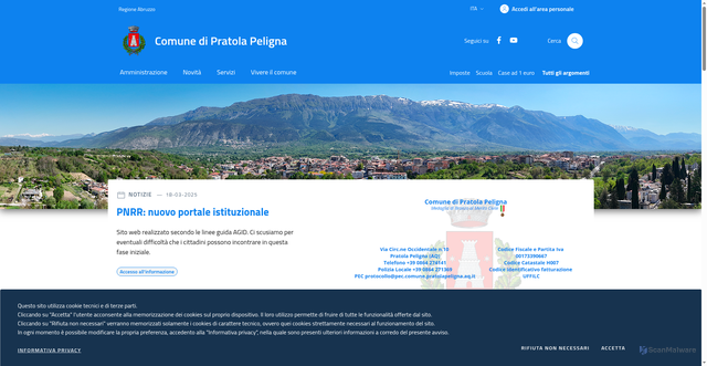 Security scan screenshot of https://www.comune.pratolapeligna.aq.it/