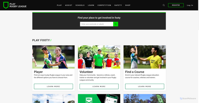 Security scan screenshot of https://www.playrugbyleague.com/