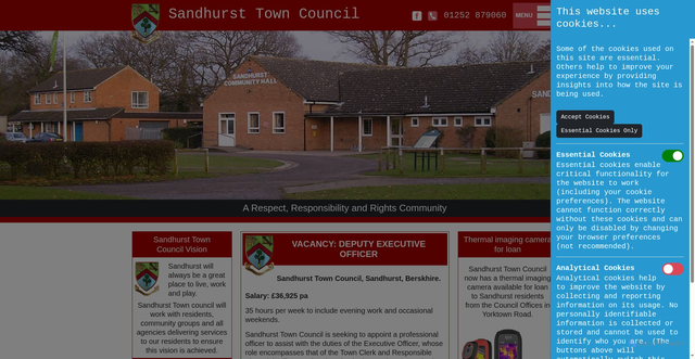Security scan screenshot of http://www.sandhurst.gov.uk/