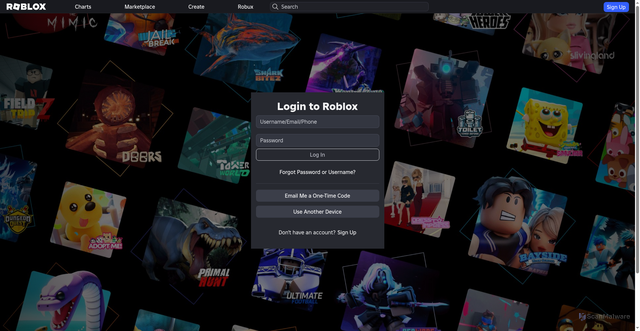 Security scan screenshot of https://www.roblox.com/share?code=f65135ebaddb51448b65bff13c5728ea&type=Server