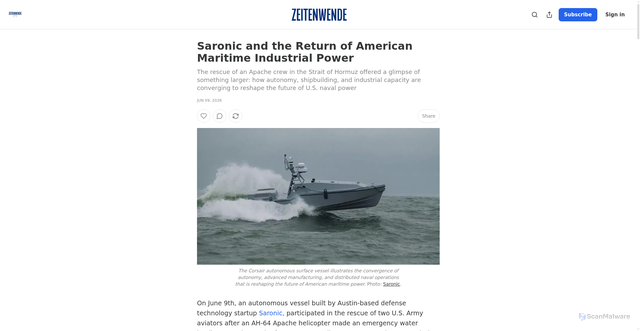 Security scan screenshot of https://www.zeitenwendegroup.com/p/saronic-and-the-return-of-american
