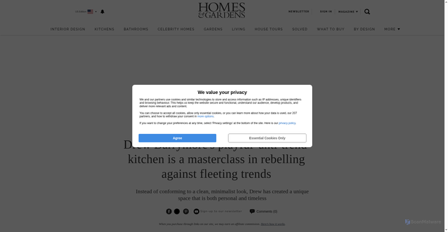 Security scan screenshot of https://www.homesandgardens.com/celebrity-style/drew-barrymore-anti-trend-kitchen