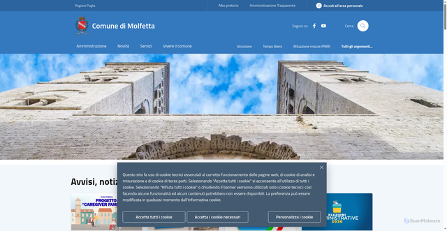 Security scan screenshot of https://www.comune.molfetta.ba.it
