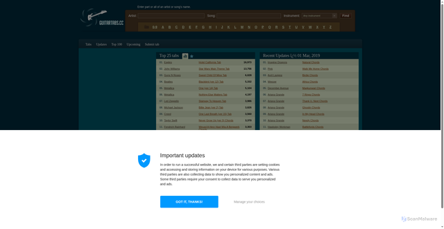 Security scan screenshot of https://www.guitartabs.cc
