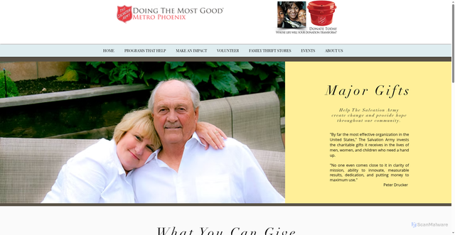 Security scan screenshot of https://www.salvationarmyphoenix.org/major-gifts