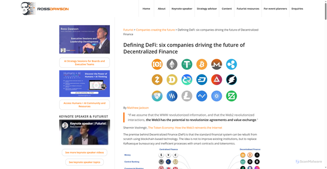 Security scan screenshot of https://rossdawson.com/futurist/companies-creating-future/defi-companies-future-decentralized-finance/