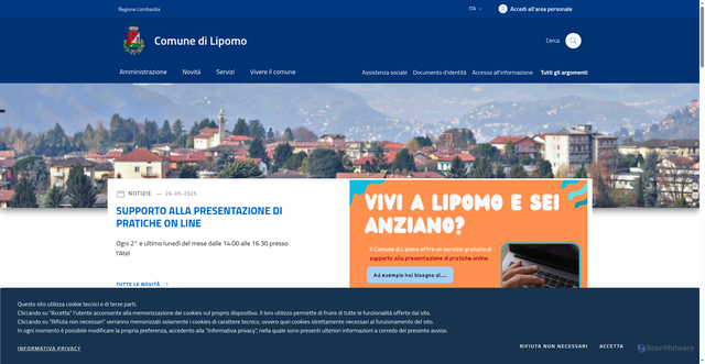 Security scan screenshot of https://www.comune.lipomo.co.it/