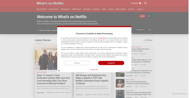 Security scan screenshot of https://whats-on-netflix.com