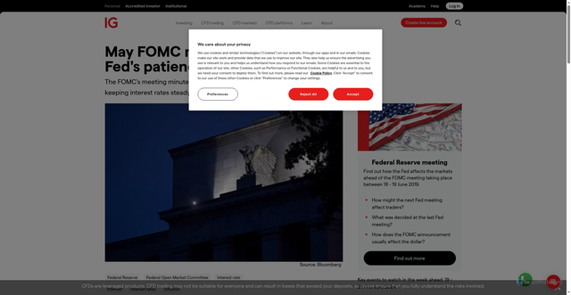 Security scan screenshot of https://www.ig.com/sg/news-and-trade-ideas/other-news/may-fomc-meeting-minutes-show-fed-s-patience-on-rate-changes-190522