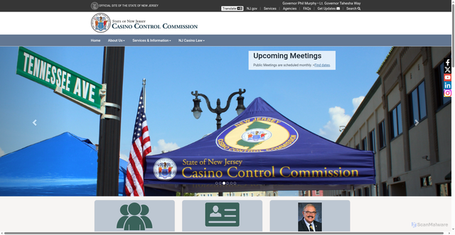 Security scan screenshot of https://www.nj.gov/casinos/