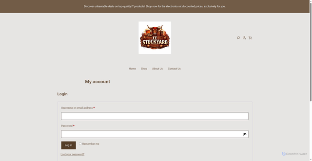 Security scan screenshot of https://itstockyard.com/my-account/