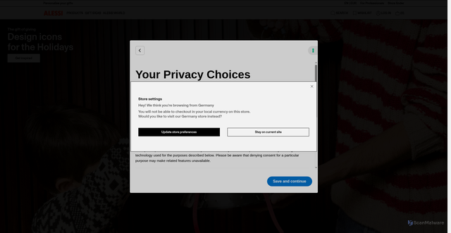 Security scan screenshot of https://alessi.com