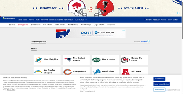 Security scan screenshot of https://www.buffalobills.com/schedule/future-opponents