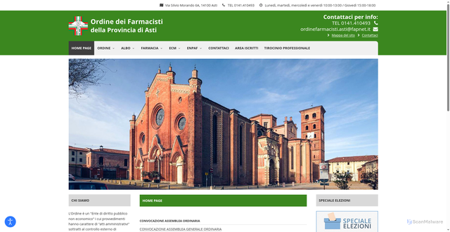 Security scan screenshot of https://www.ordinefarmacistiasti.it